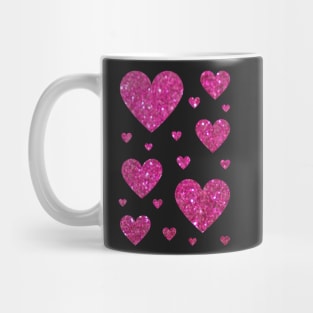 Hot Pink Faux Glitter Hearts Mug